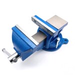 Фото 3 Тиски слесарные 100 мм, поворотные, стальные губки, с наковальней