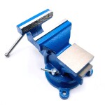 Фото 4 Тиски слесарные 100 мм, поворотные, стальные губки, с наковальней