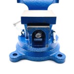 Фото 2 Тиски слесарные 100 мм, поворотные, стальные губки, с наковальней