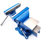 Фото 2 Тиски слесарные 150 мм, поворотные, стальные губки, с наковальней